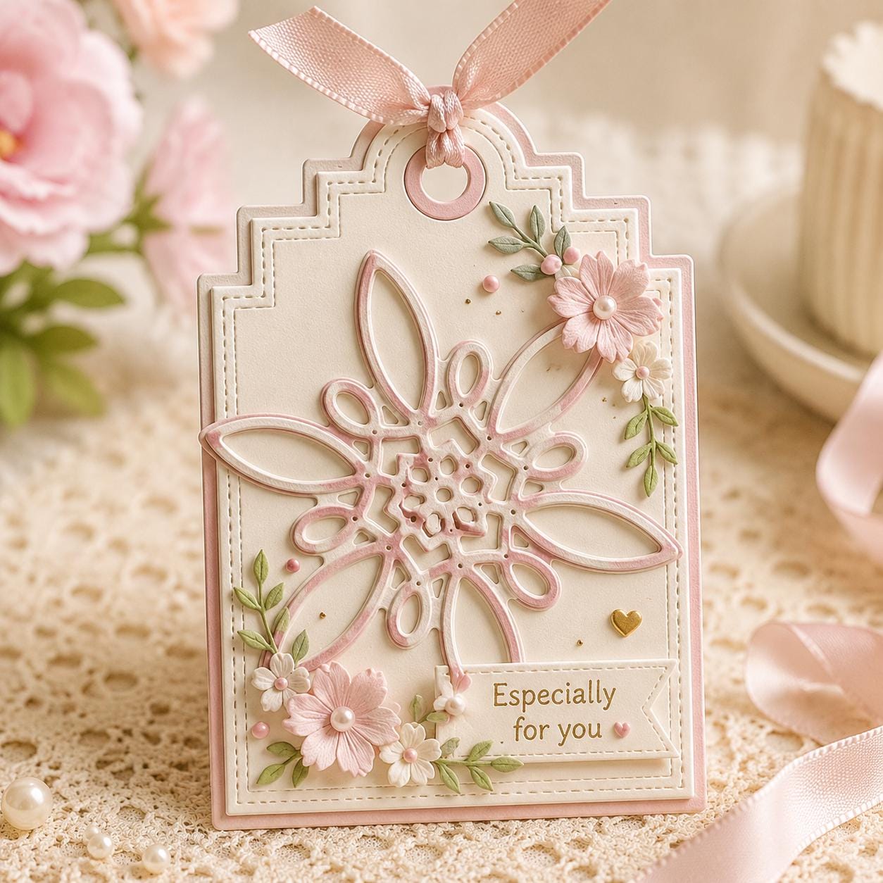 Flower Tag Metal Cutting Die, Scrapbooking Card Stencil
