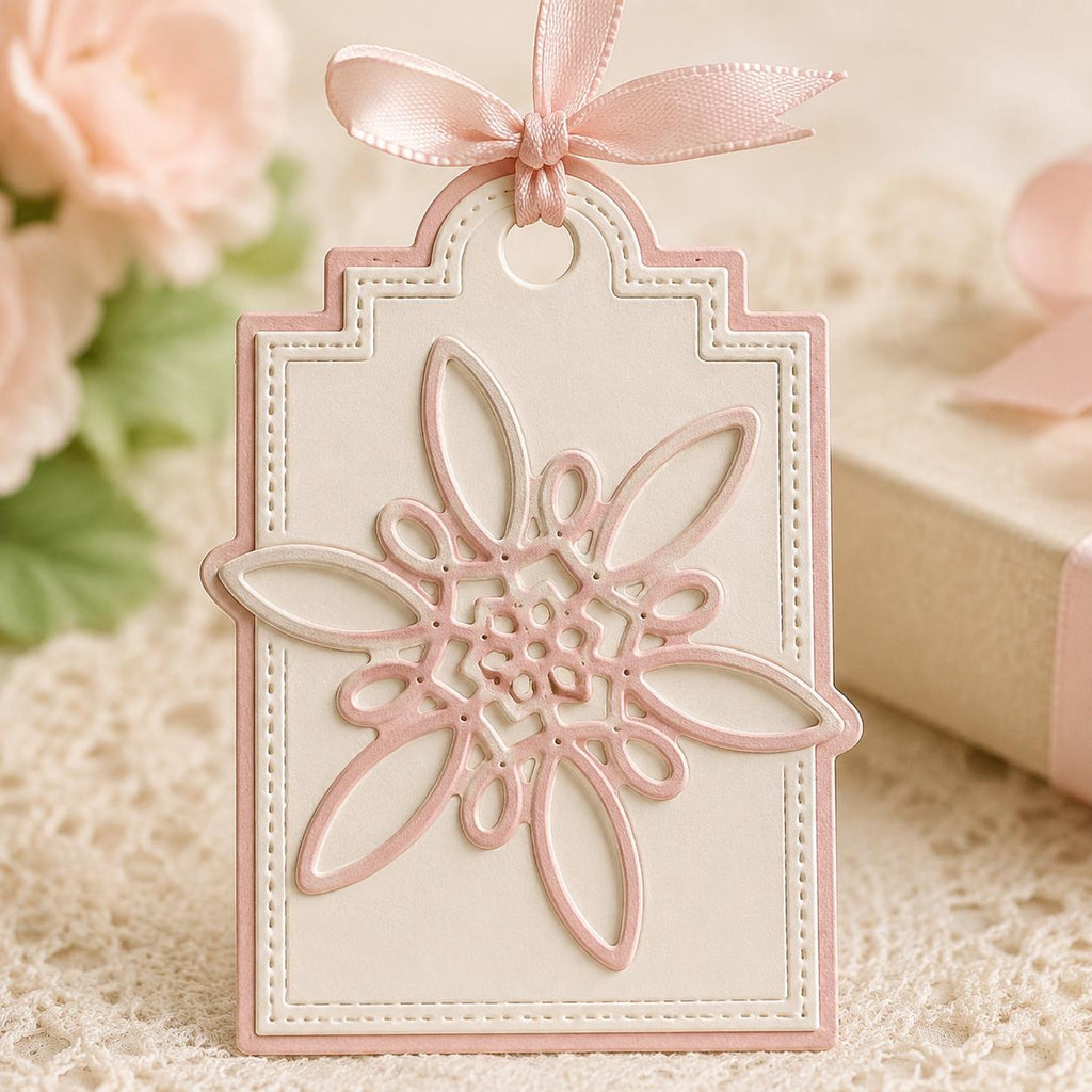 Flower Tag Metal Cutting Die, Scrapbooking Card Stencil