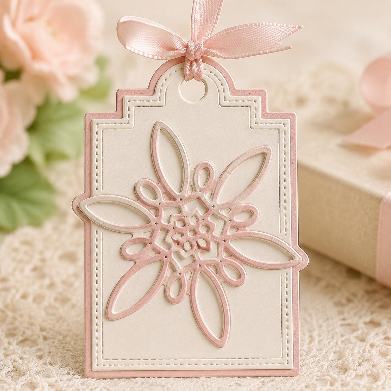 Flower Tag Metal Cutting Die, Scrapbooking Card Stencil