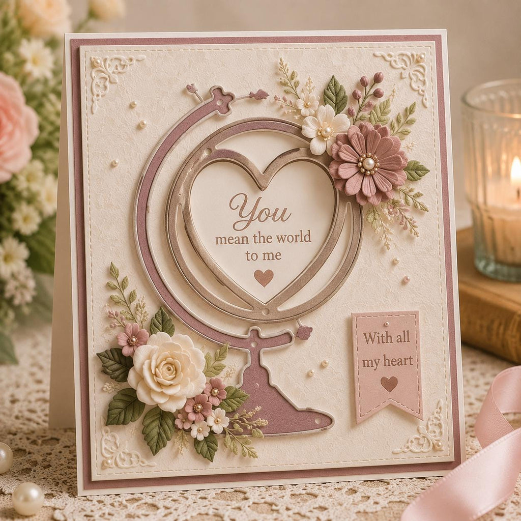 Heart Globe Metal Die Cut | Scrapbooking Card Making