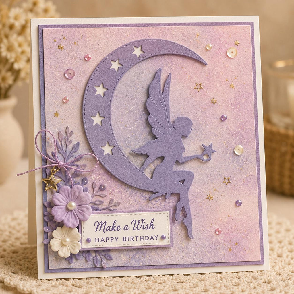 Fairy on Moon Metal Die Cut | Scrapbooking, Card Making