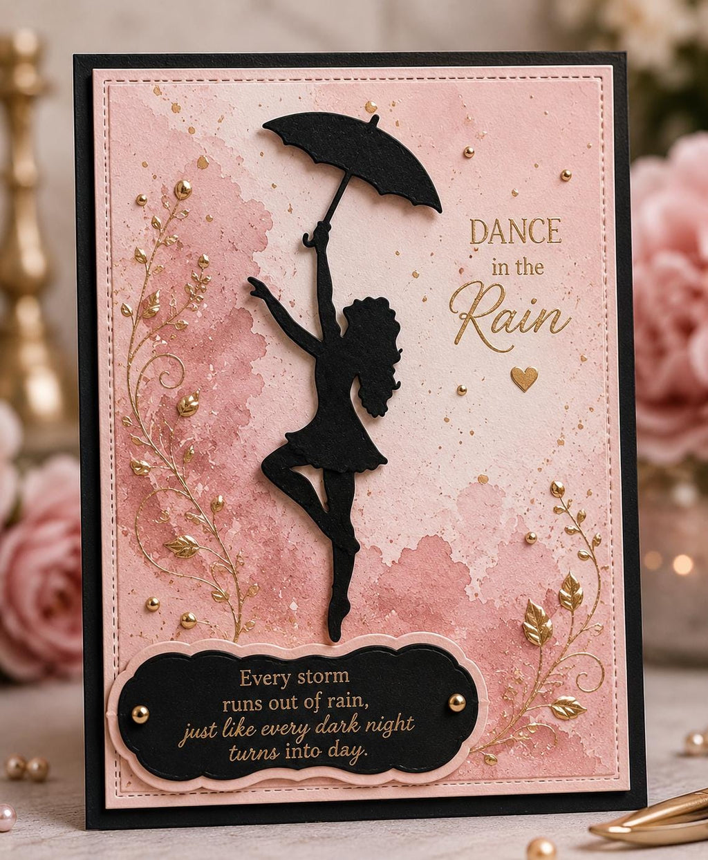 Dancing Girl in Rain Metal Die Cut | Scrapbooking Card Making