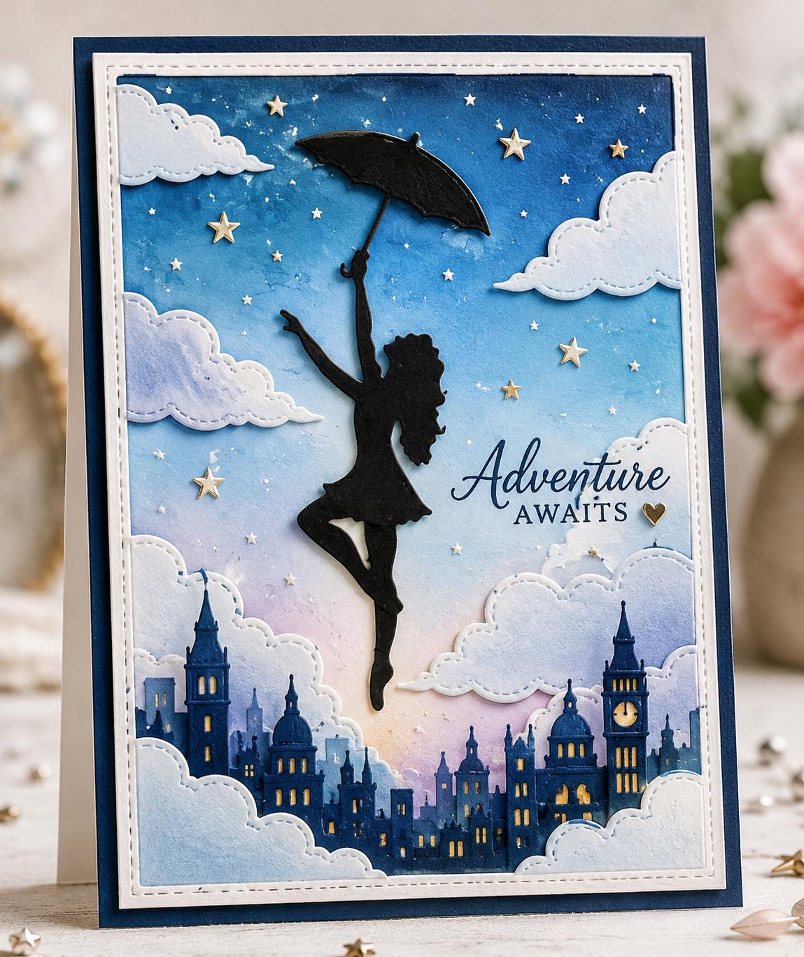 Dancing Girl in Rain Metal Die Cut | Scrapbooking Card Making