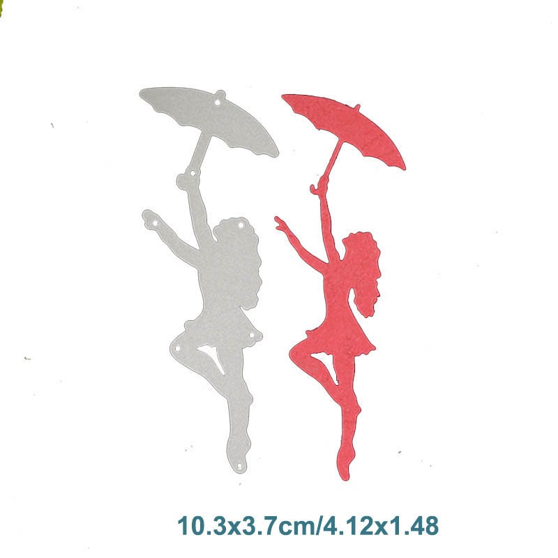 Dancing Girl in Rain Metal Die Cut | Scrapbooking Card Making