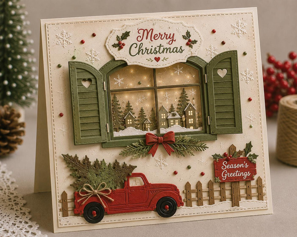 Christmas Tree Car Metal Cutting Die for Holiday Cards