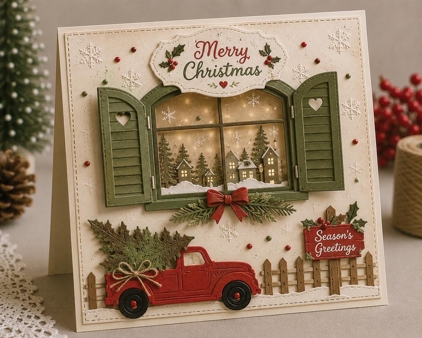 Christmas Tree Car Metal Cutting Die for Holiday Cards