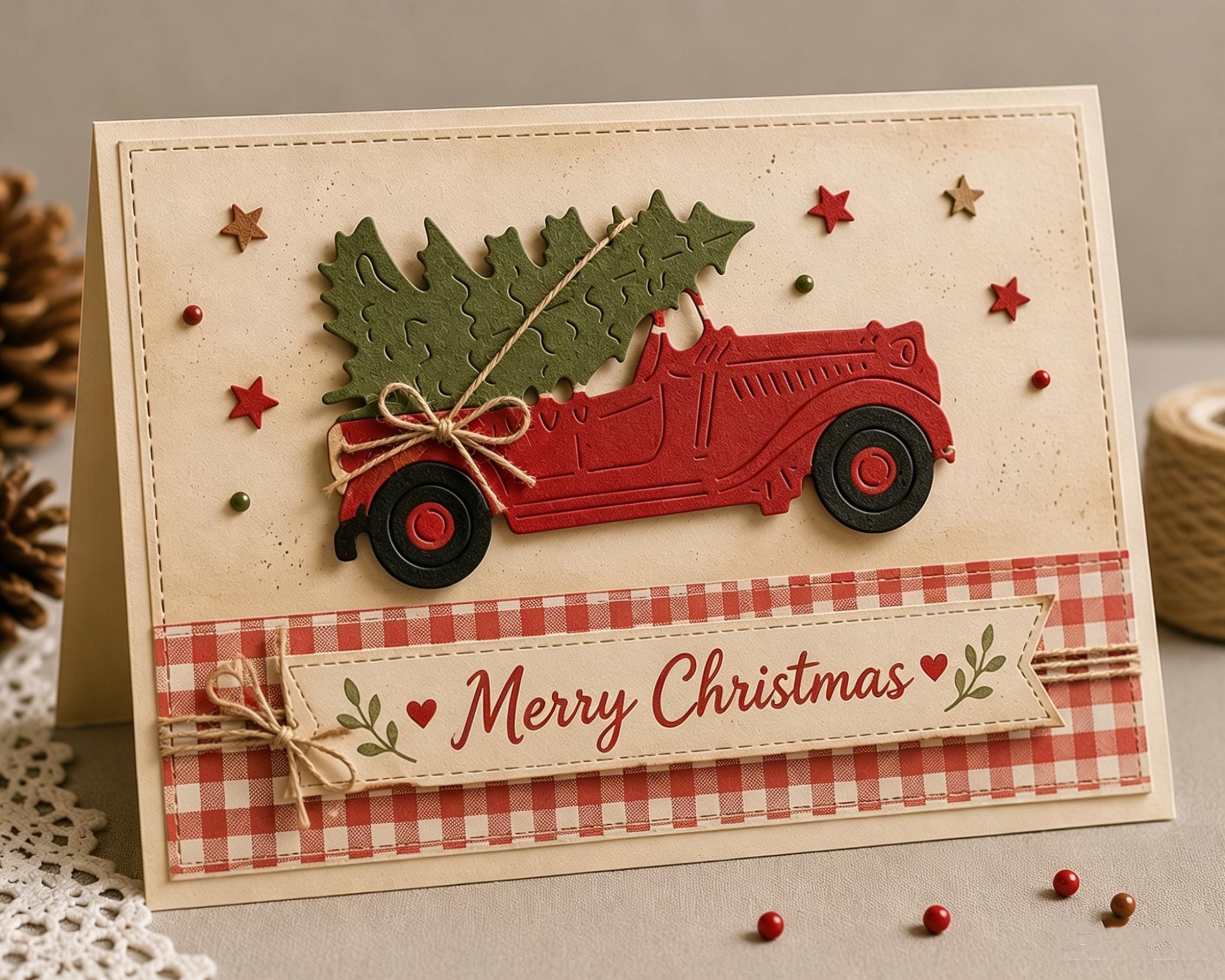 Christmas Tree Car Metal Cutting Die for Holiday Cards