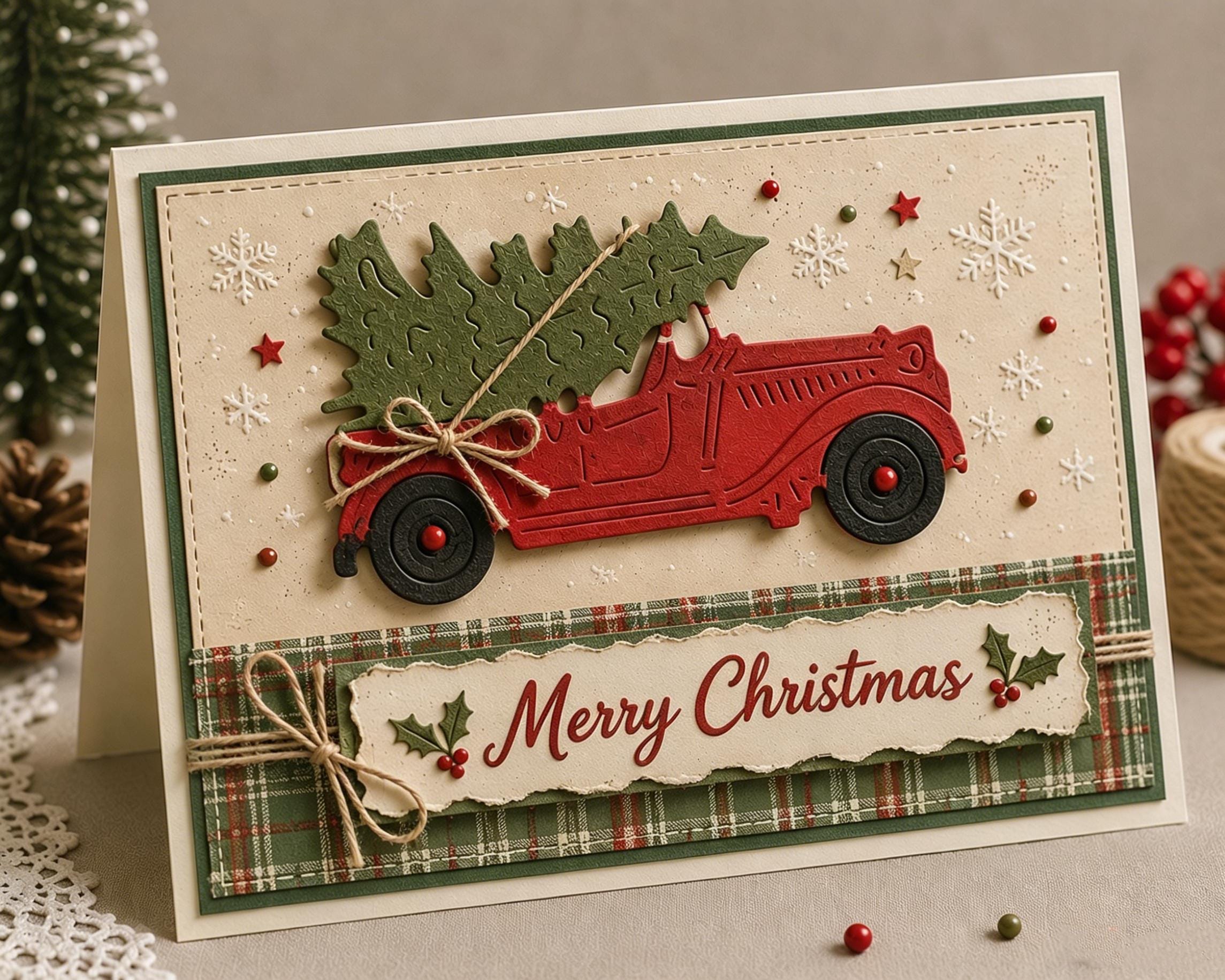 Christmas Tree Car Metal Cutting Die for Holiday Cards