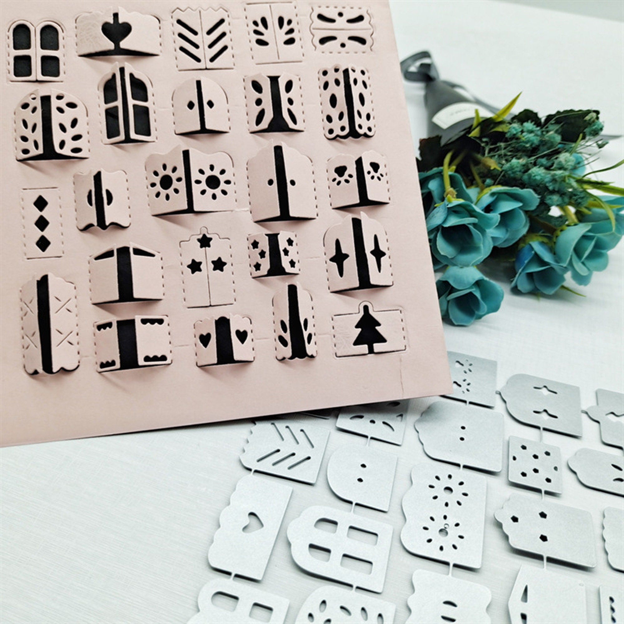 24 Mini Window and Door Metal Cutting Dies for Cards