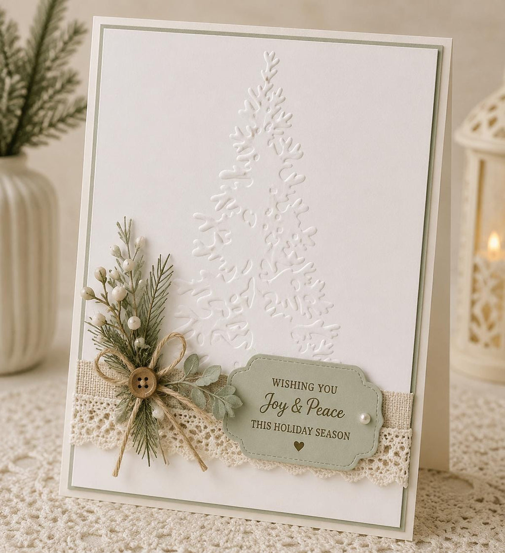 Christmas Tree Embossing Folder, DIY Craft Stencil (4x3 inch)