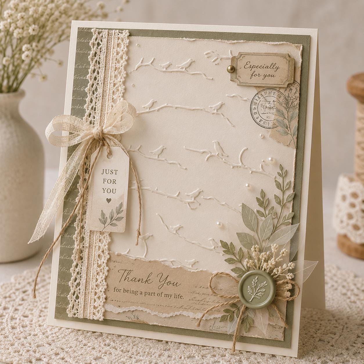 Bird on Branch Embossing Folder, Card Making Tool, 4x3 Inch
