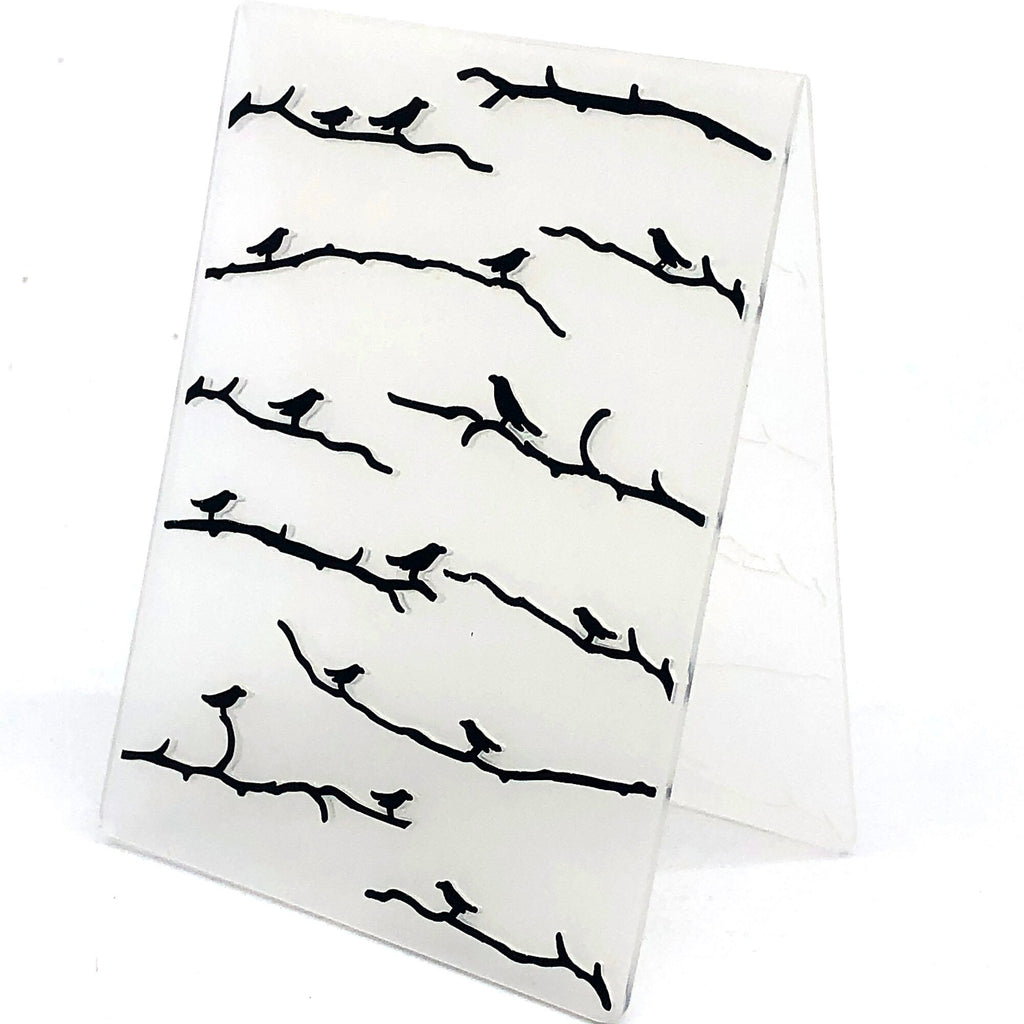 Bird on Branch Embossing Folder, Card Making Tool, 4x3 Inch