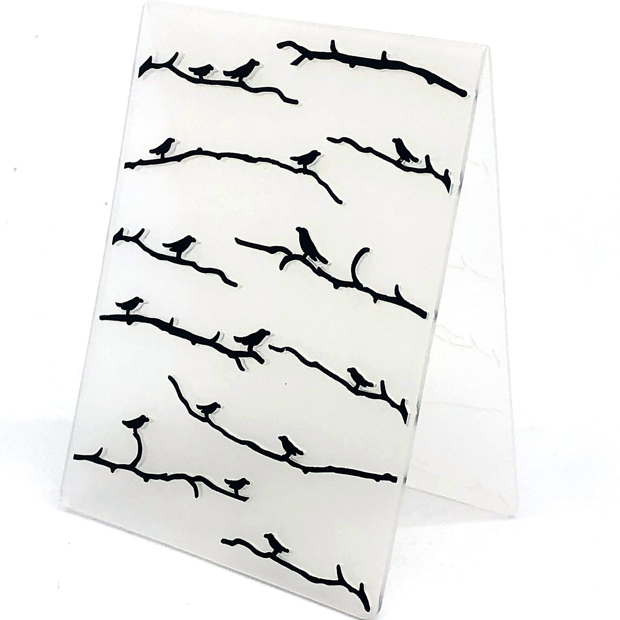 Bird on Branch Embossing Folder, Card Making Tool, 4x3 Inch
