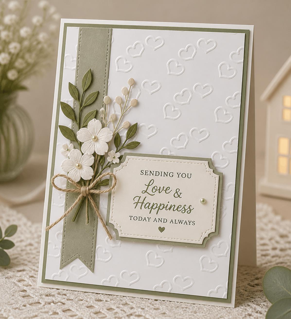 Hearts Embossing Folder for Card Making, DIY Crafts, 4x3 Inch Background Texture