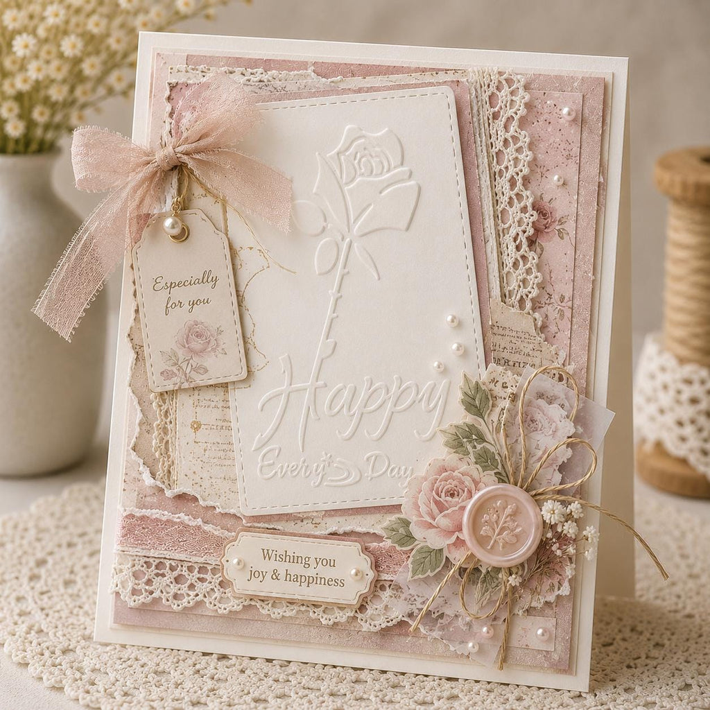 Rose Embossing Folder, 4 x 3 Inch Floral Card Making Tool