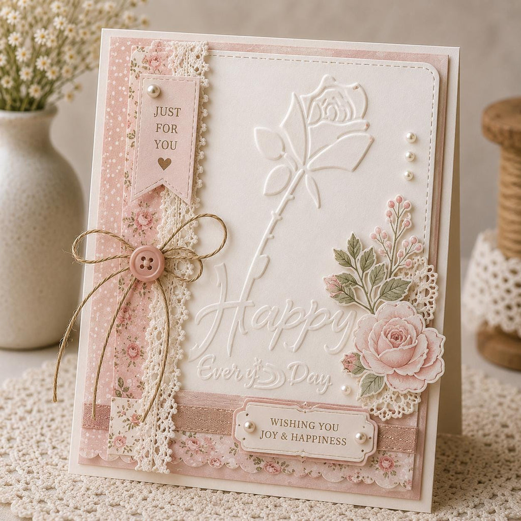 Rose Embossing Folder, 4 x 3 Inch Floral Card Making Tool
