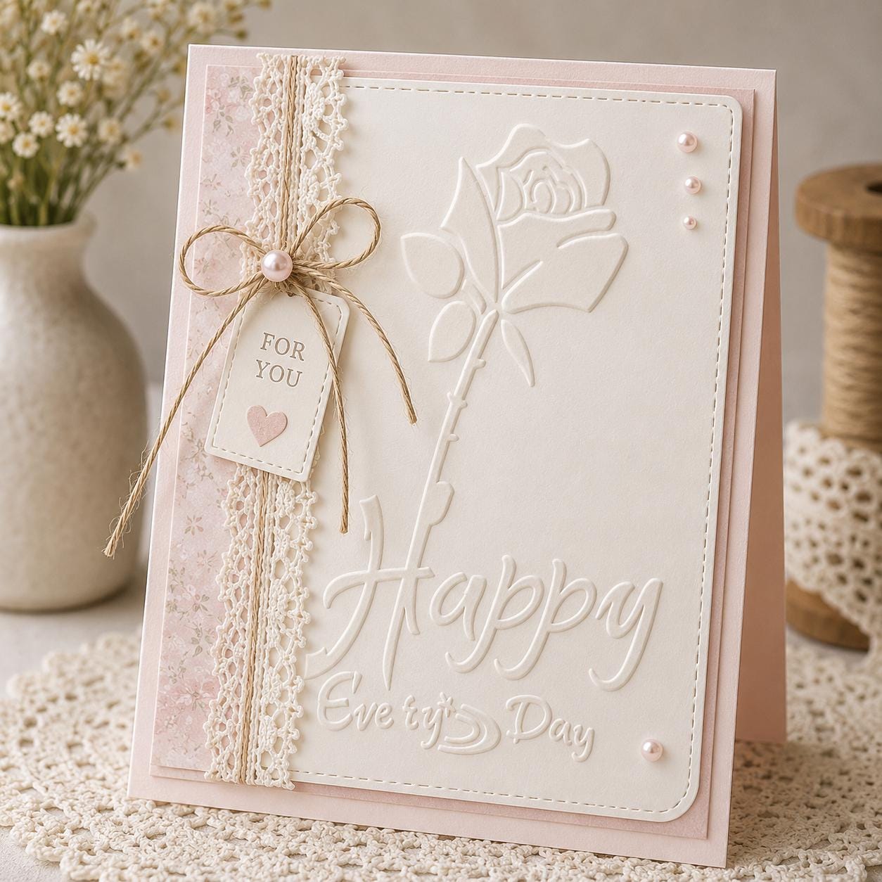 Rose Embossing Folder, 4 x 3 Inch Floral Card Making Tool