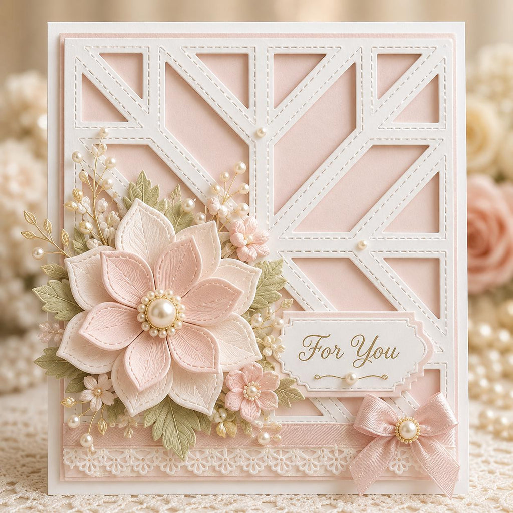 Geometric Starburst Stitched Metal Die Cut for Scrapbooking & Cardmaking | Square Frame Cover Plate