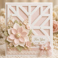 Geometric Starburst Stitched Metal Die Cut for Scrapbooking & Cardmaking | Square Frame Cover Plate