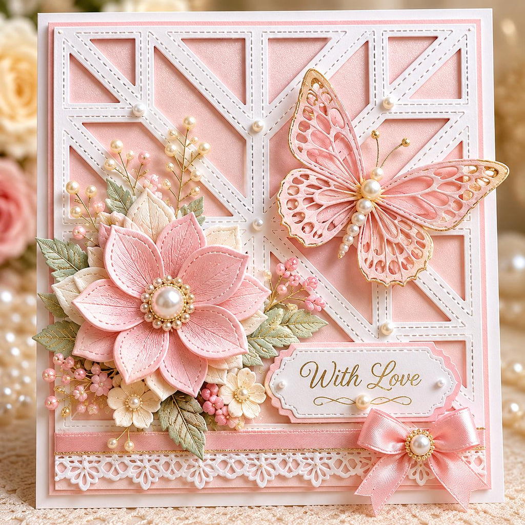 Geometric Starburst Stitched Metal Die Cut for Scrapbooking & Cardmaking | Square Frame Cover Plate