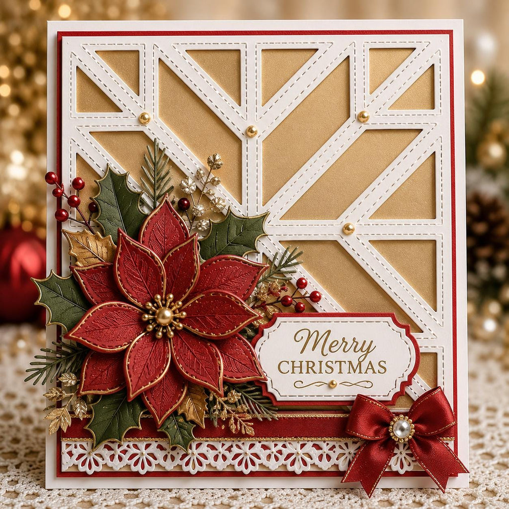 Geometric Starburst Stitched Metal Die Cut for Scrapbooking & Cardmaking | Square Frame Cover Plate