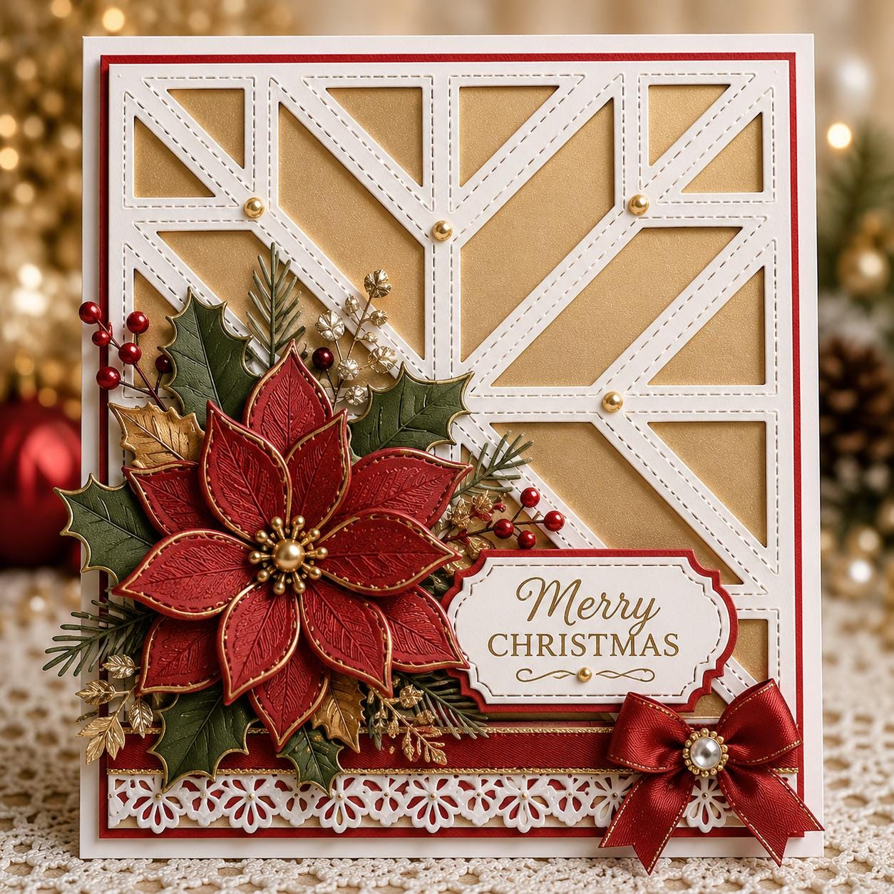 Geometric Starburst Stitched Metal Die Cut for Scrapbooking & Cardmaking | Square Frame Cover Plate