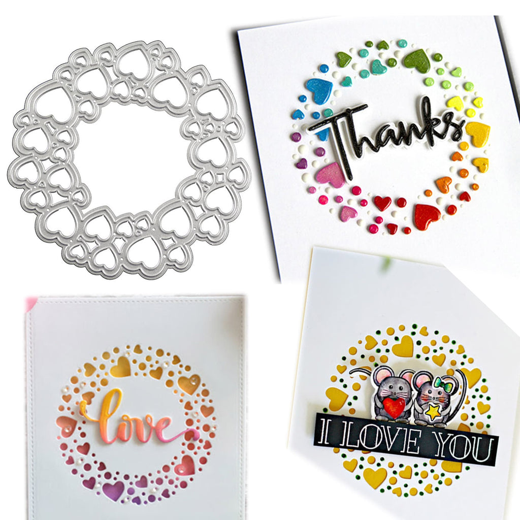 Heart Wreath Metal Cutting Die, Love Stencil for Cards