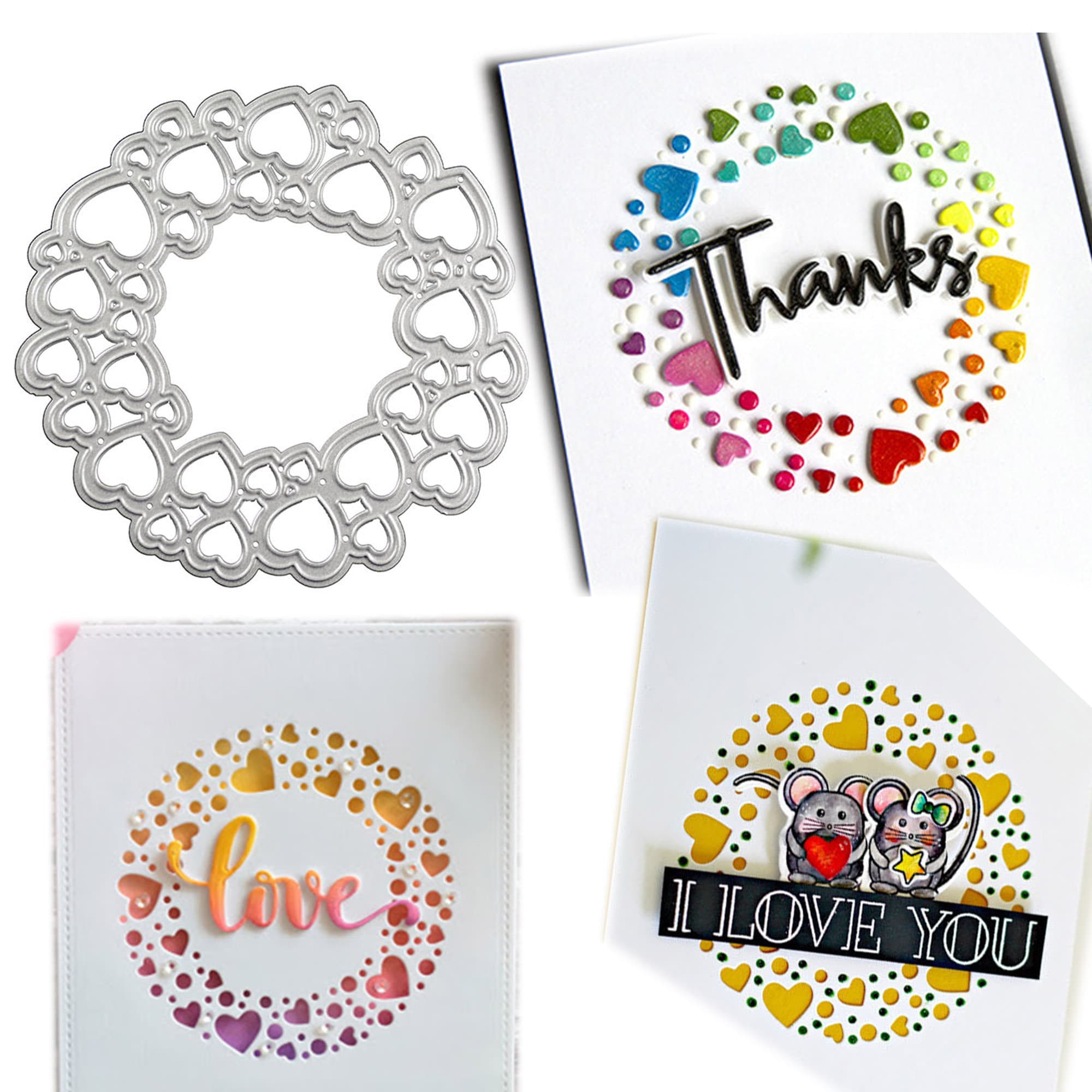 Heart Wreath Metal Cutting Die, Love Stencil for Cards