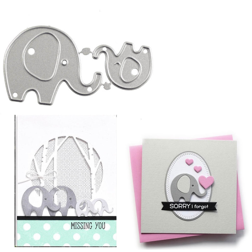 Elephant Family Metal Cutting Die for Scrapbooking & Card Making, Steel Stencil Template