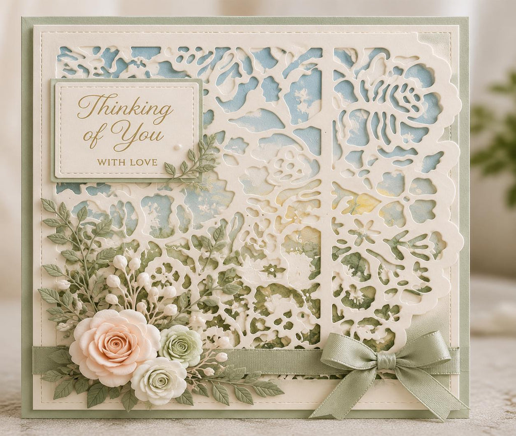 Rose Lace Metal Cutting Die, Floral Background Stencil for Cards
