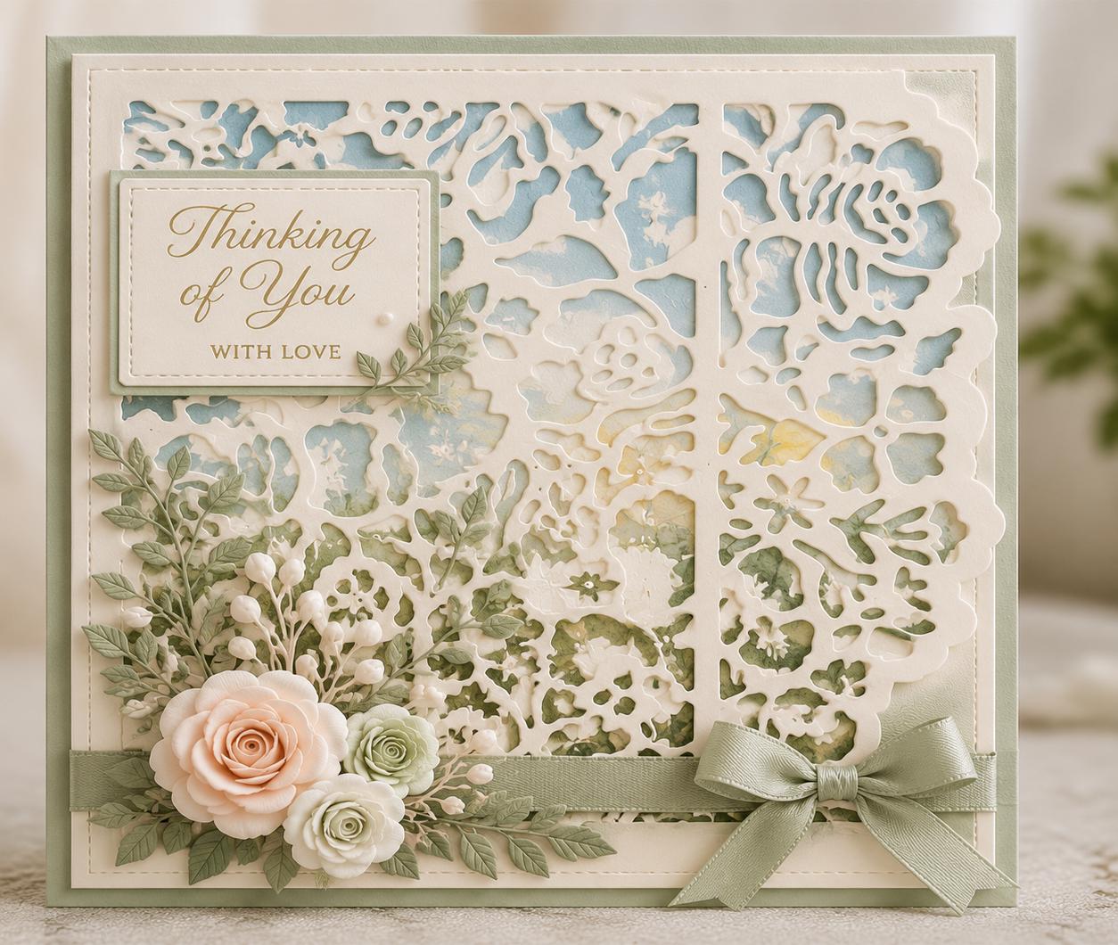 Rose Lace Metal Cutting Die, Floral Background Stencil for Cards