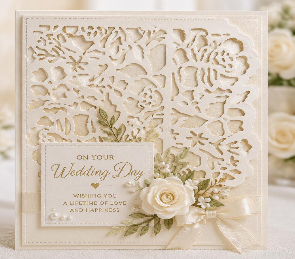 Rose Lace Metal Cutting Die, Floral Background Stencil for Cards