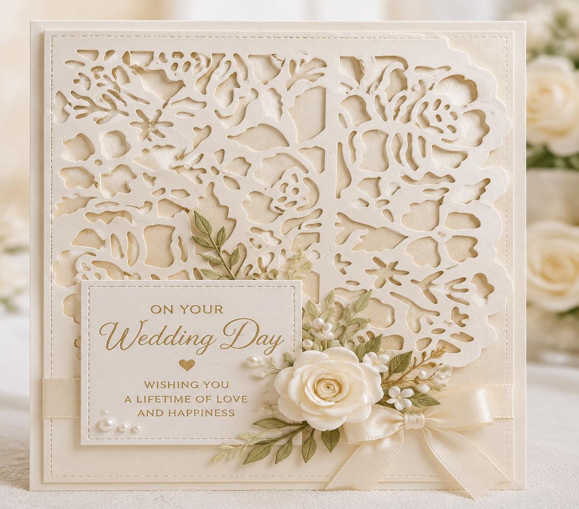 Rose Lace Metal Cutting Die, Floral Background Stencil for Cards