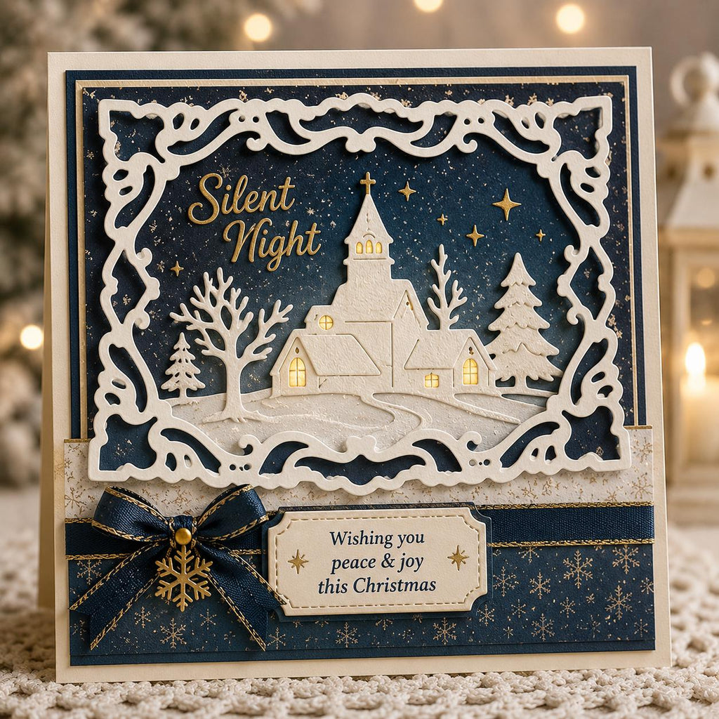 Winter Village Metal Cutting Die, Christmas House Frame for Cards