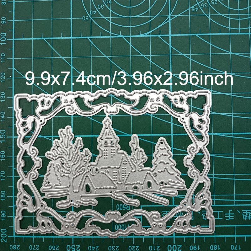 Winter Village Metal Cutting Die, Christmas House Frame for Cards