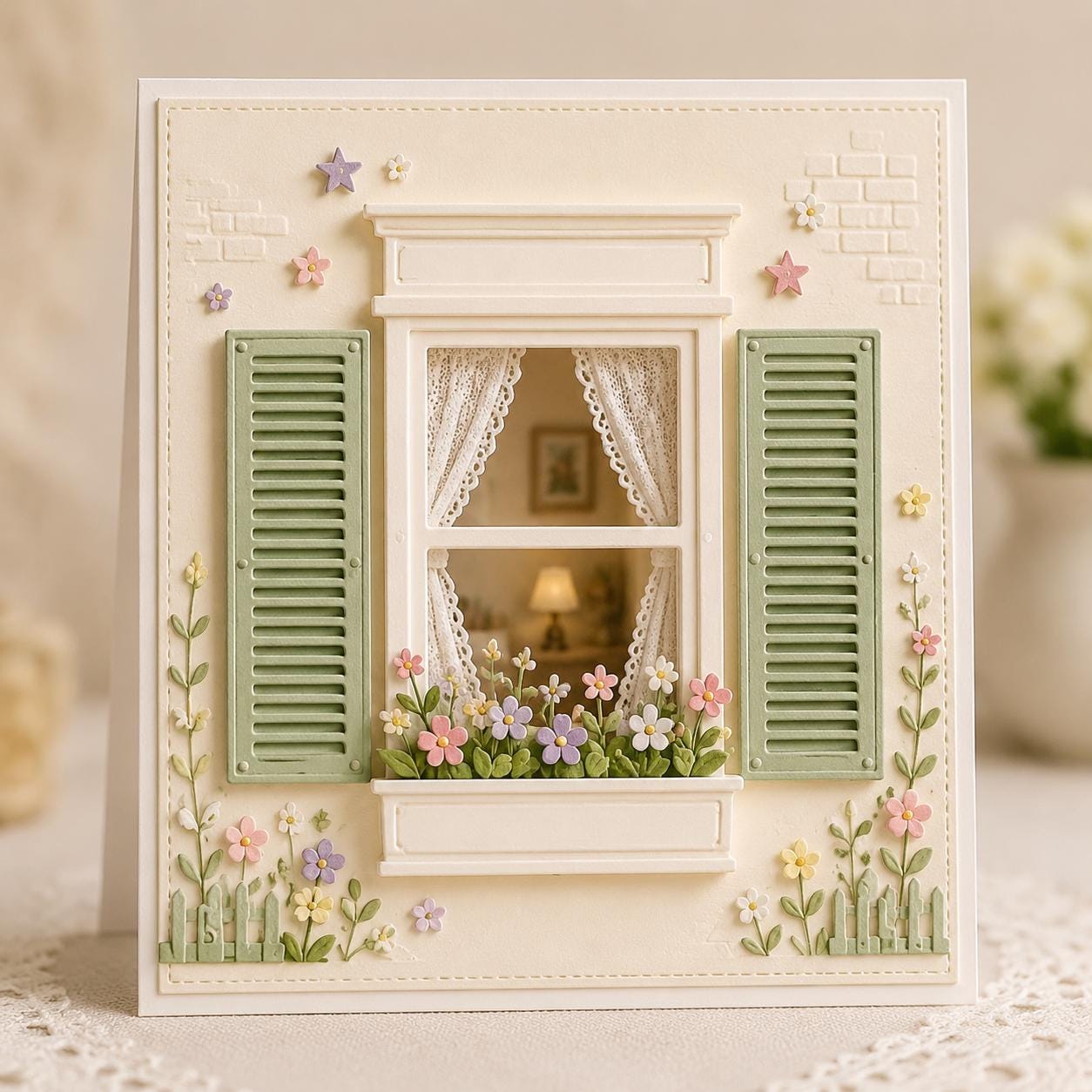Window with Flower Metal Die Cut for Scrapbooking