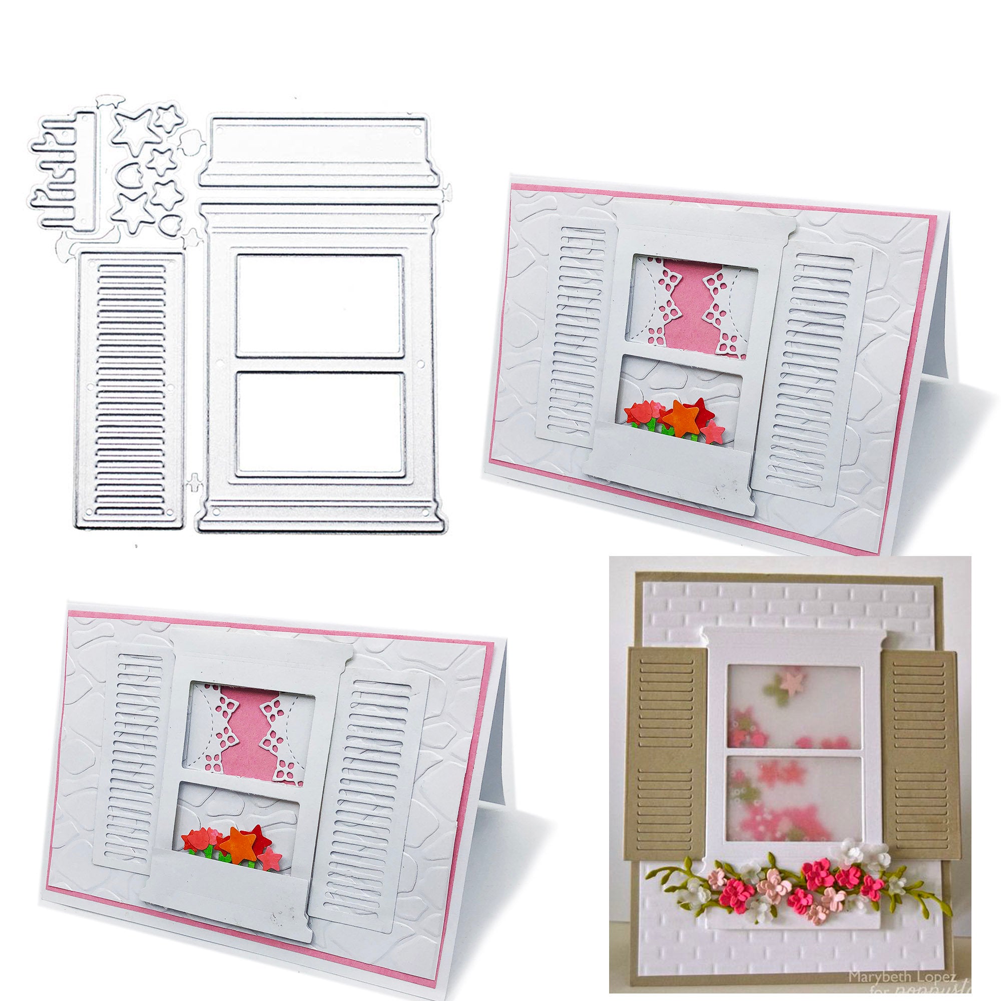 Window with Flower Metal Die Cut for Scrapbooking