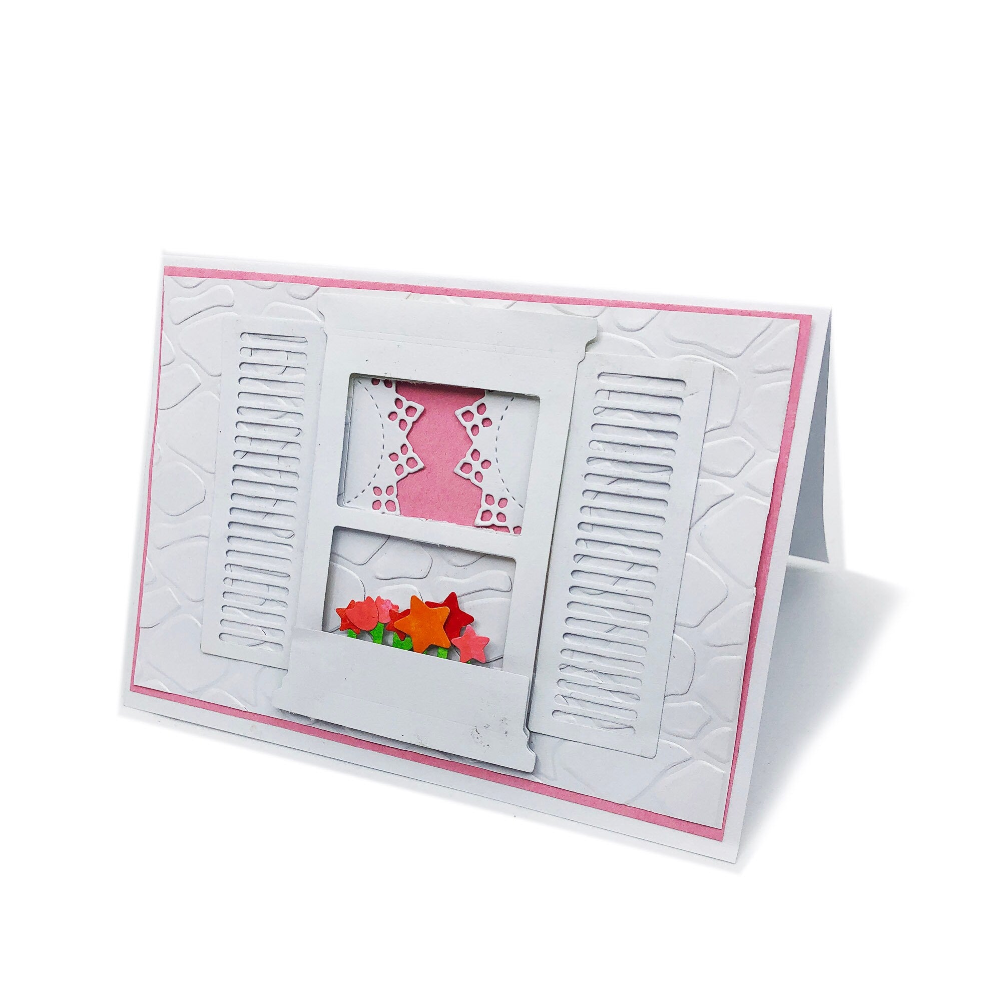 Window with Flower Metal Die Cut for Scrapbooking