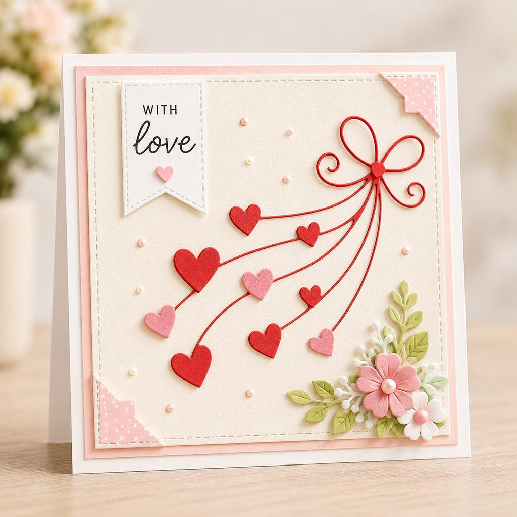 Heart Bow Metal Cutting Die, Bow Tie Stencil for Card Making