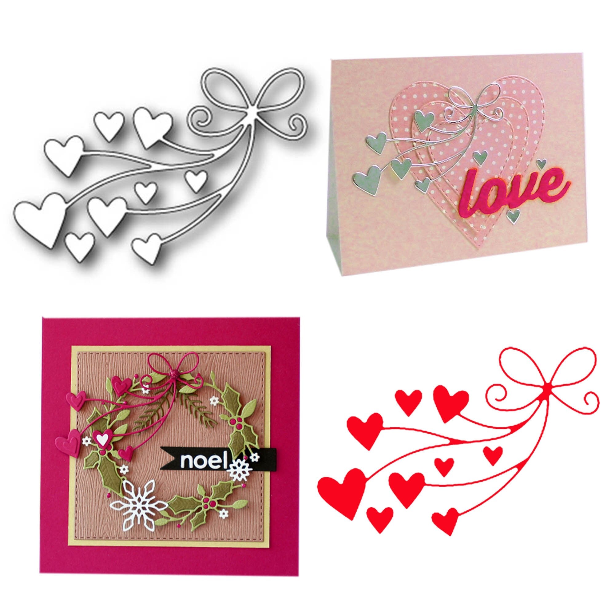 Heart Bow Metal Cutting Die, Bow Tie Stencil for Card Making