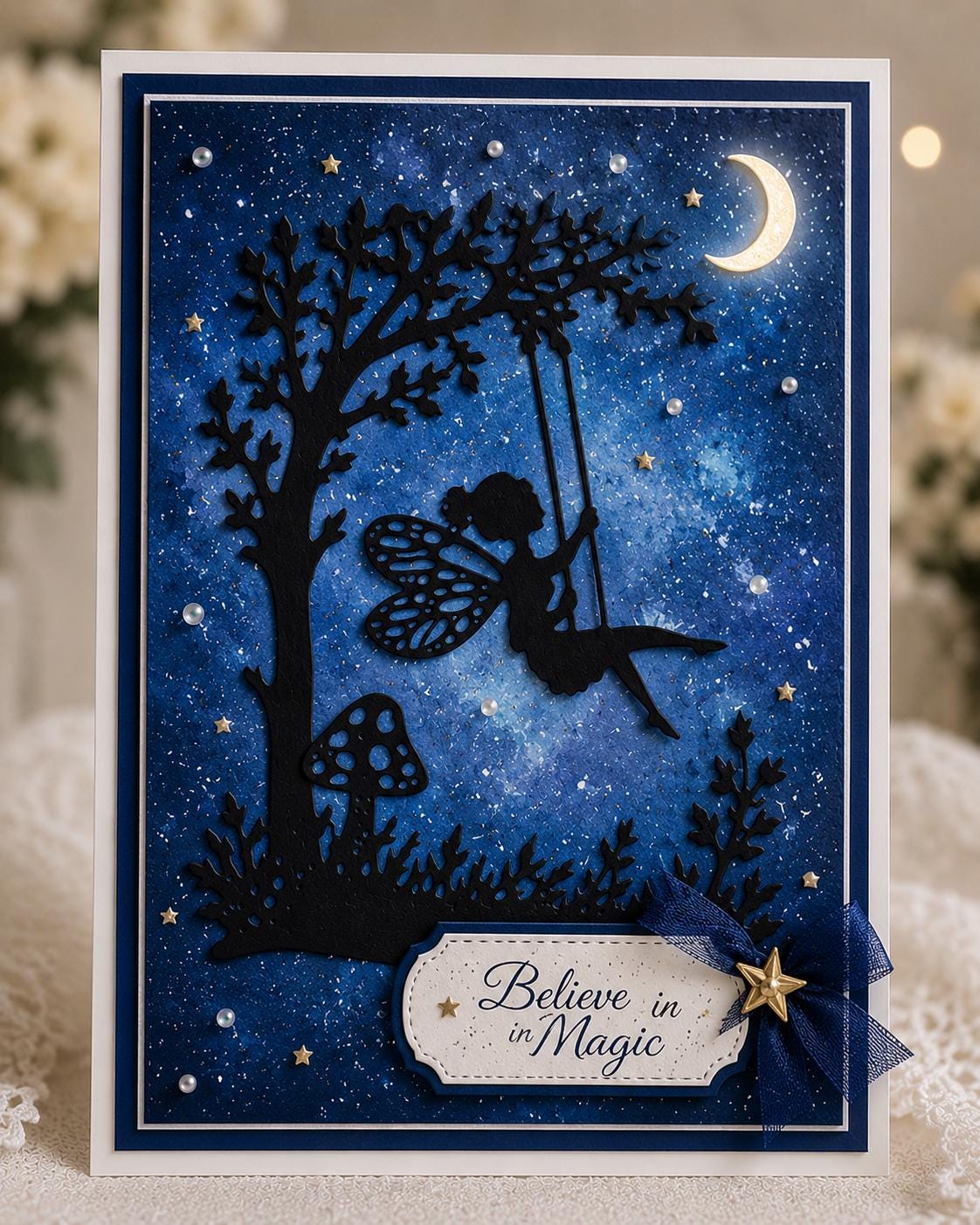Fairy on Swing Metal Cutting Die for Cards and Scrapbooks