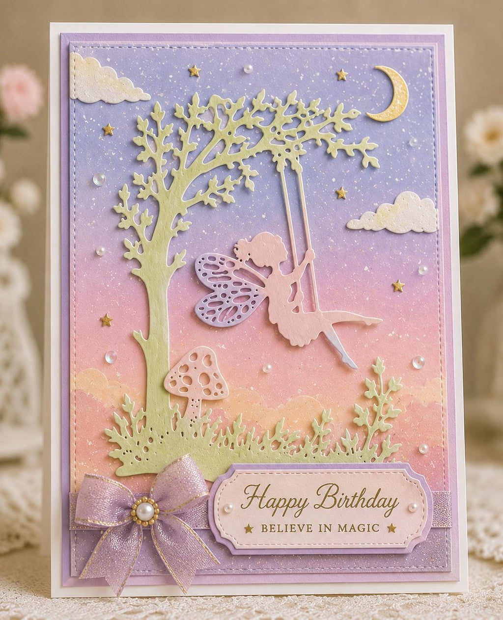 Fairy on Swing Metal Cutting Die for Cards and Scrapbooks