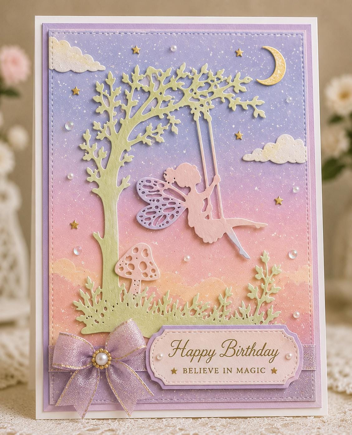 Fairy on Swing Metal Cutting Die for Cards and Scrapbooks