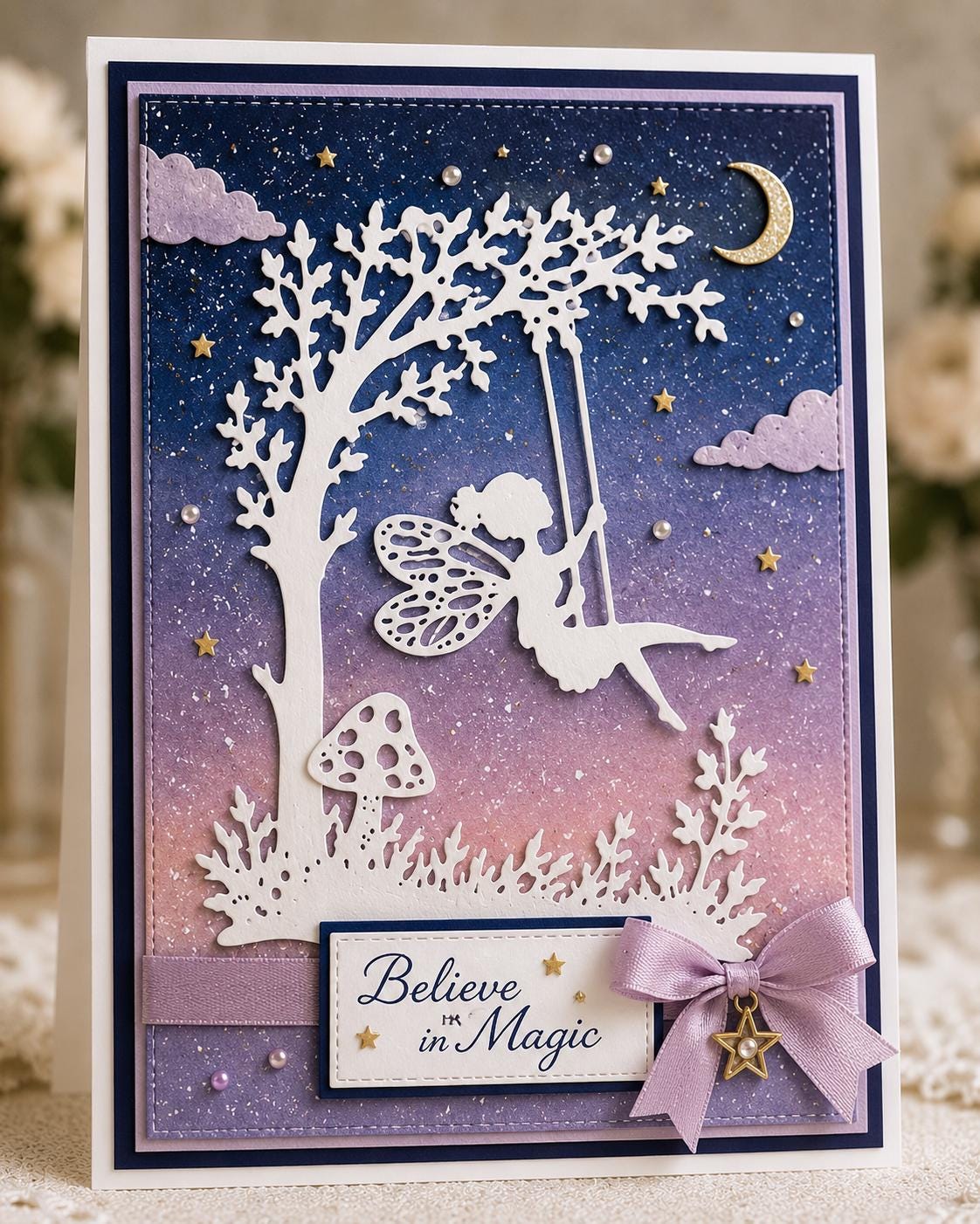 Fairy on Swing Metal Cutting Die for Cards and Scrapbooks
