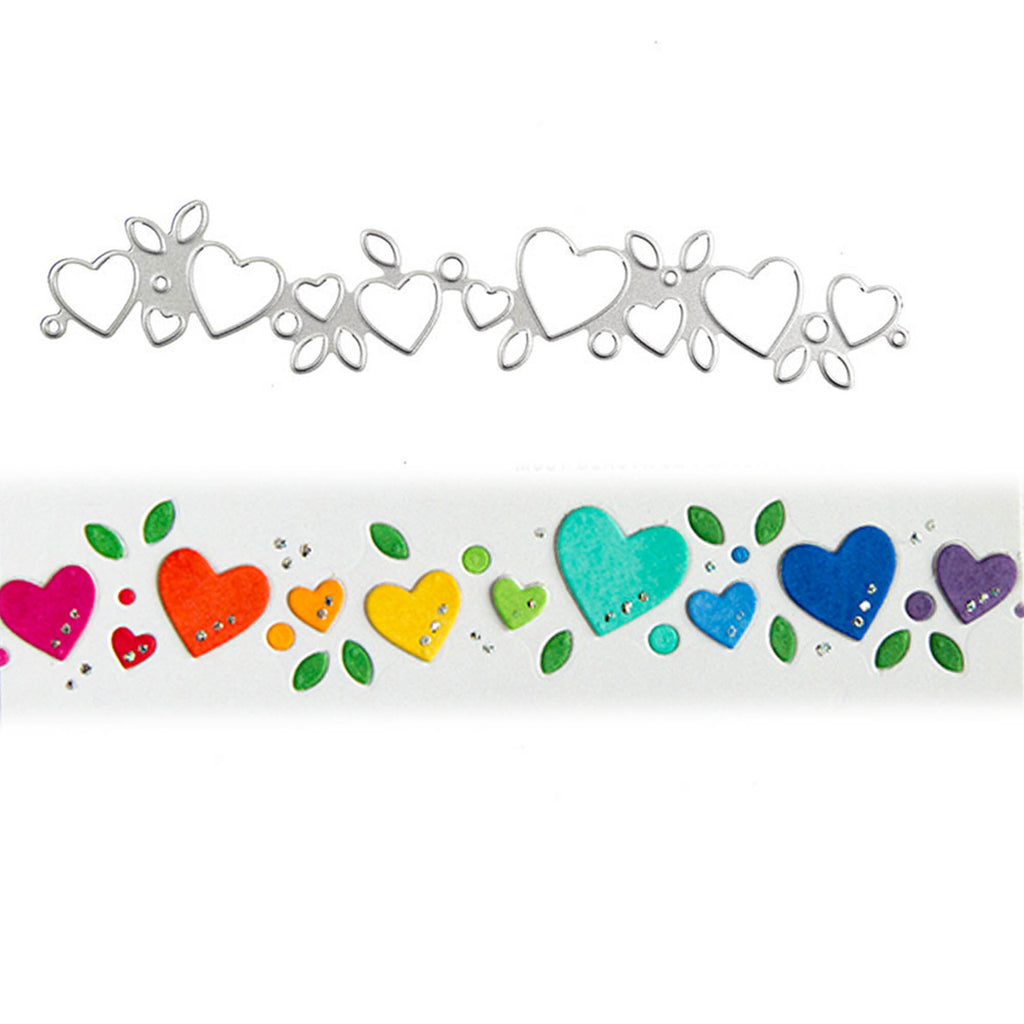 Heart Strip Metal Cutting Die, Love Border Stencil for Cards