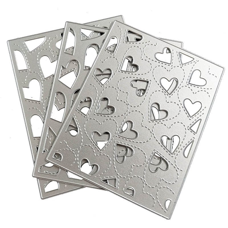 Layered Hearts Die Cut Set, Metal Embossing Template (3 Sheets)