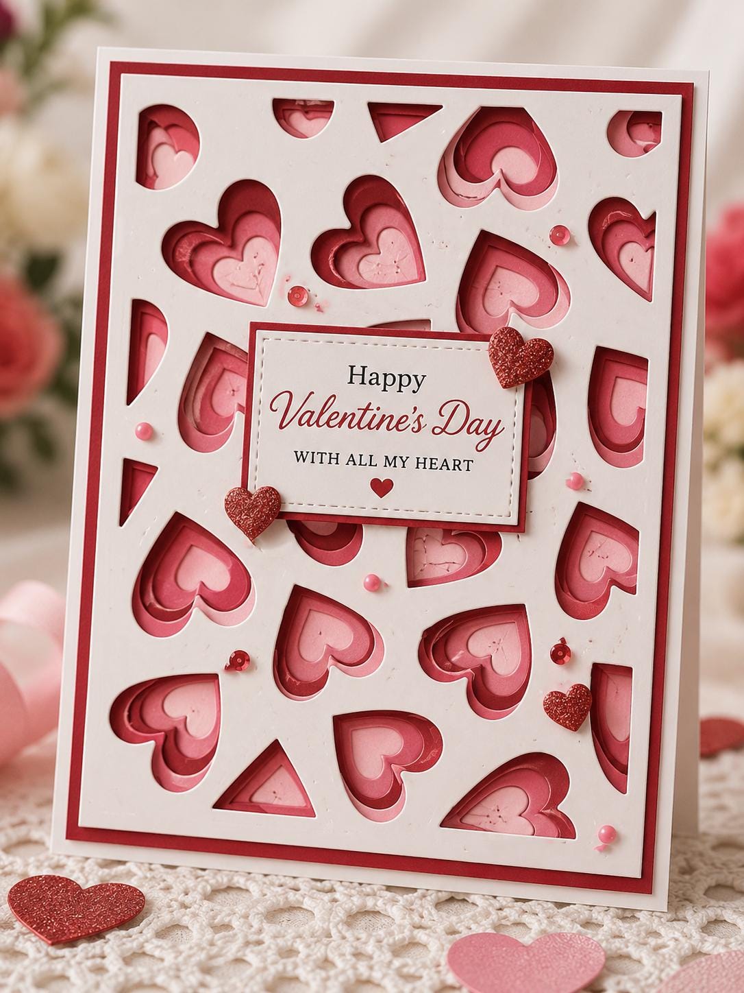 Layered Hearts Die Cut Set, Metal Embossing Template (3 Sheets)