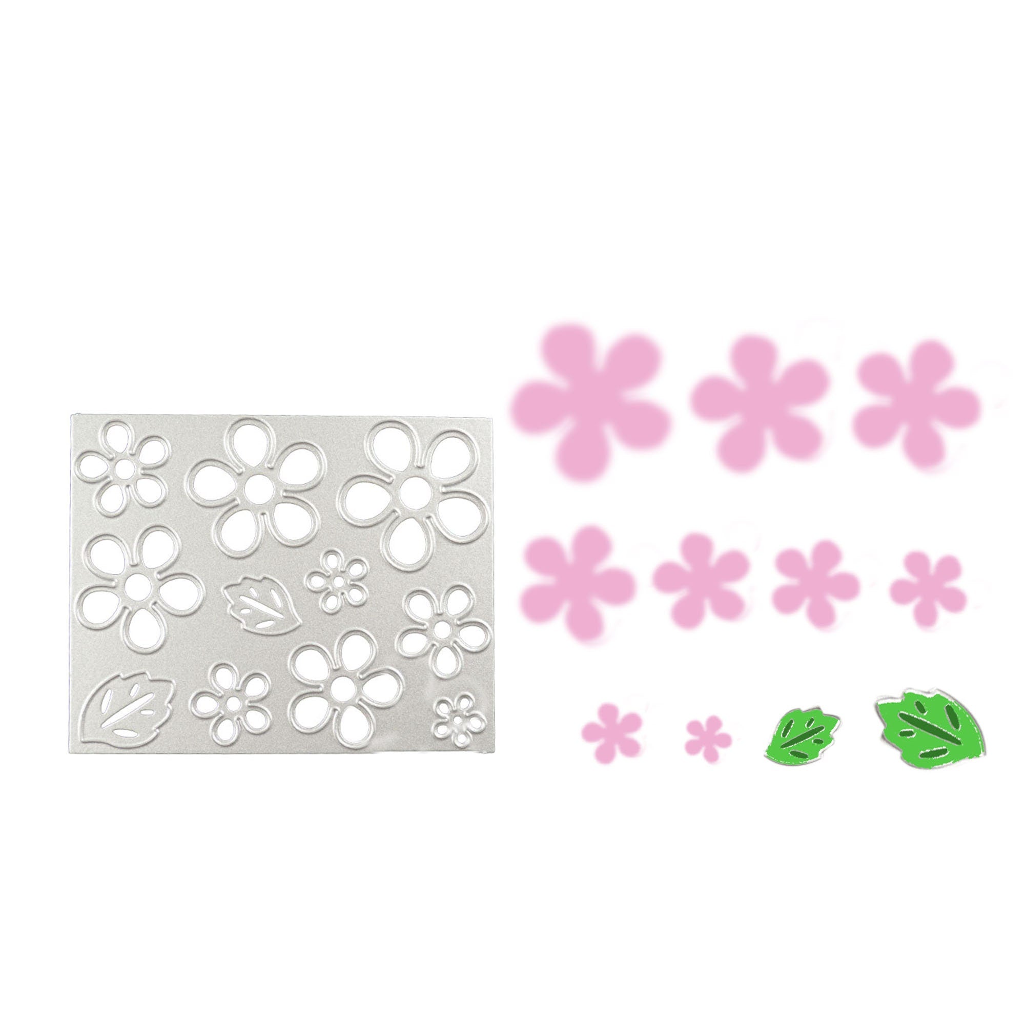 Flower & Leaf Metal Die Cut, Scrapbooking Stencil