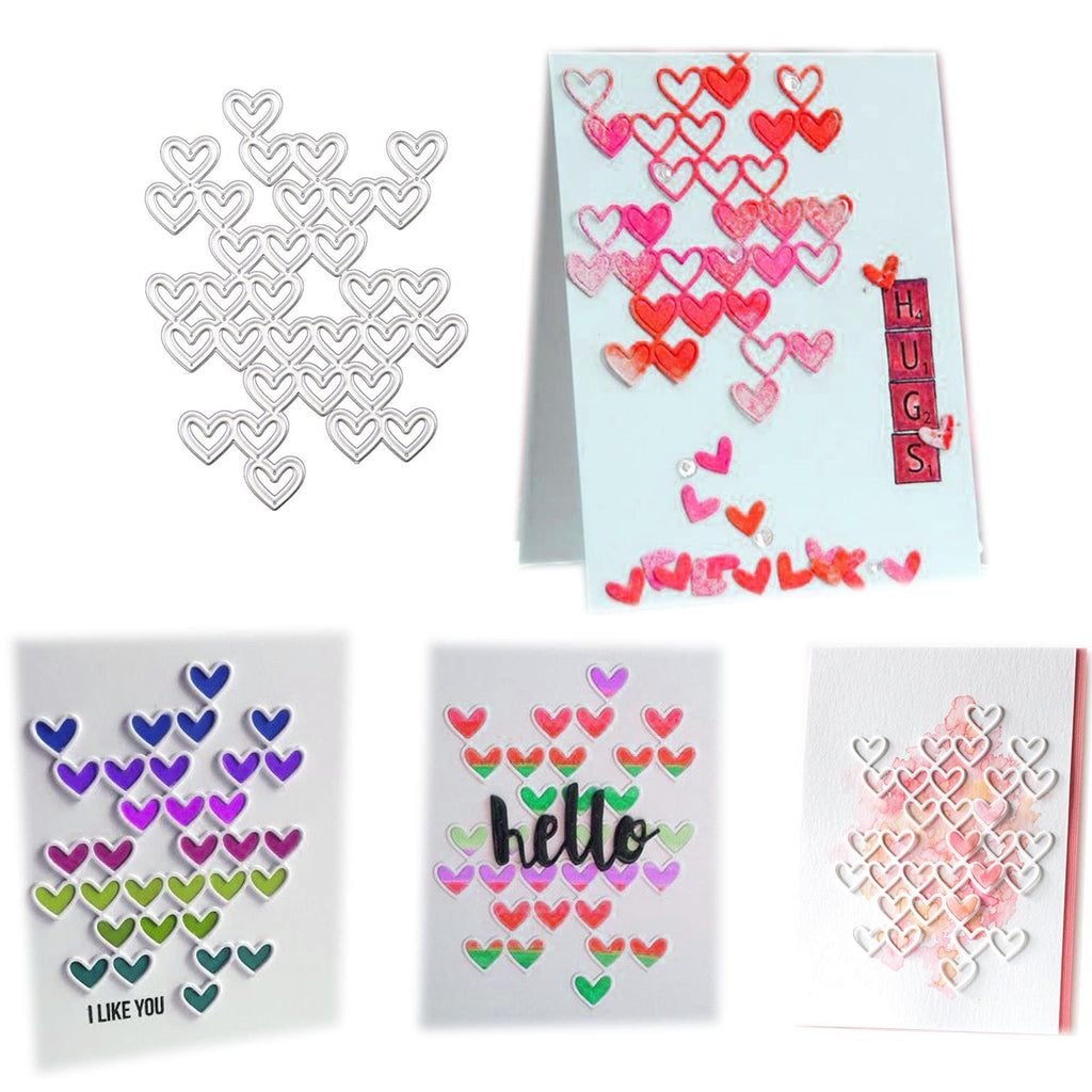 Heart Bundle Metal Cutting Die, Background Stencil for Cards
