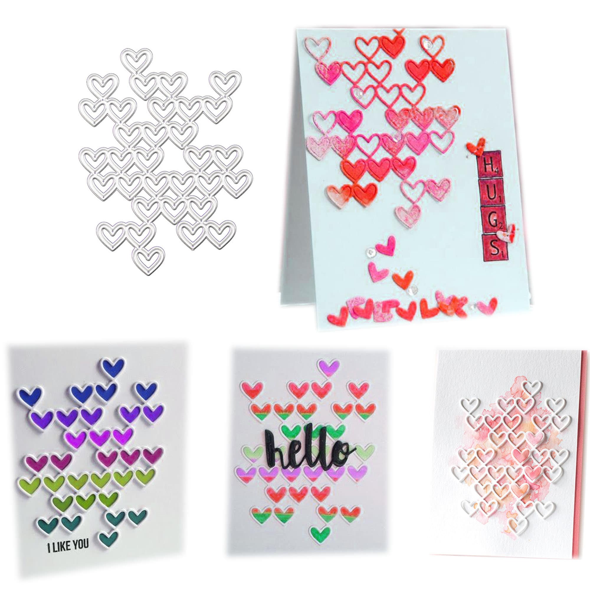 Heart Bundle Metal Cutting Die, Background Stencil for Cards